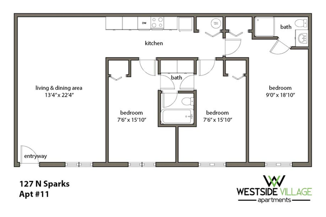 Floorplan of the apartment - Westside Village Apartment Sublease