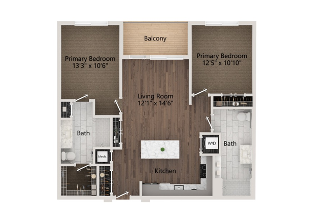 Floorplan of the unit: Room for Rent is larger room with an enclosed Bathroom - Primary bedroom in shared 2BR apt-Riverwalk-Plainsboro