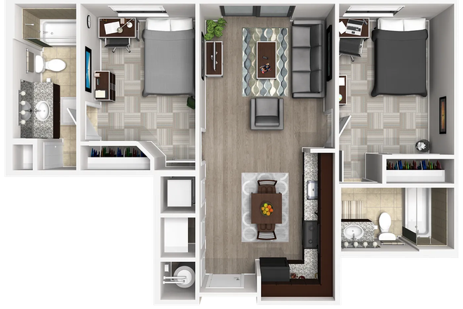 Apartment Floor Plan - Lease Transfer of Room in 2x2 Apartment at 109 Tower