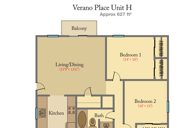 Floor Plan - On-Campus Apartment, Close to Aldrich Park and ARC