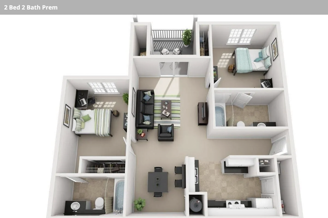 2 bed/2 bath; full kitchen; furnished; in-unit laundry - The Lodge on the Trail Apartments