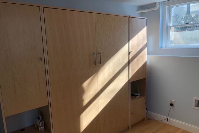 Wall bed easily folds up - Studio in quiet Harvard Sq building. Private bathroom. All utilities, wifi included. Avail. June 1 Condo