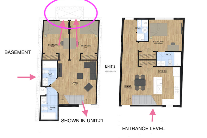 Floor Plan - Furnished Luxury Bedroom and bathroom in basement of 3 Bed/3 Bath unit for $775 Triplex