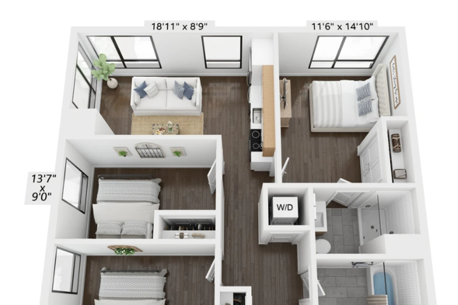 floor plan - TWO MONTHS FREE! 3Bed/2Bath Near Campus! UTILITIES INCLUDED! LAUNDRY IN UNIT! Apartments