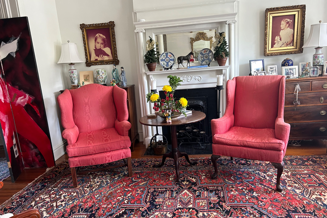 The formal living room for entertaining is adjoined by the dining room. - 3 BR Historic Home  REDUCED! on Hanover Ave 5 Blocks from VCU-FULLY FURNISHED-Call to VIEW!