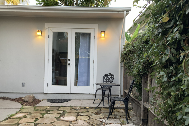 View of cottage entrance from backyard - Newly modernized cottage on quiet street - enter via locked gate - 1 bl. from BART