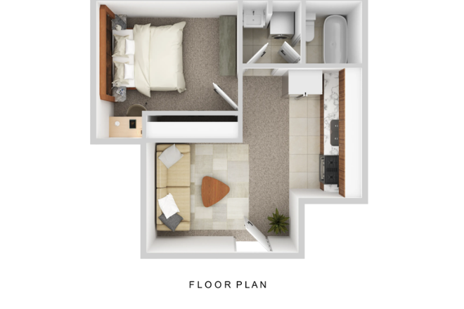 Layout - 1bd/1ba at Garden Park Apartments