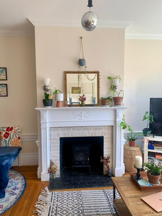 Fire place - Spacious 3-Bedroom Apartment in classic Comm Ave Brownstone