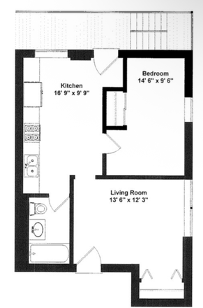Floor plan - 1 bedroom 1 bath Summer Sublet