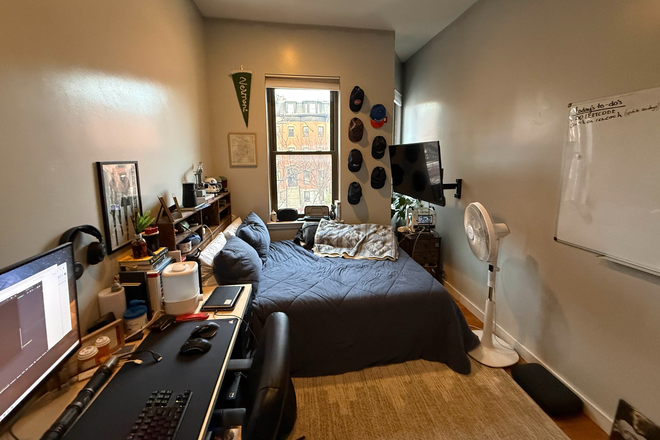 Bedroom from in front of closet - Private Bedroom in newly furnished apt close to campus