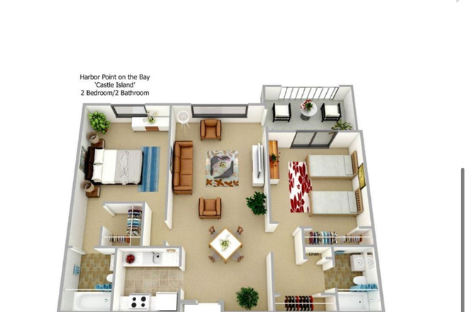 Bedroom, Kitchen, Living Rooms - Harbor Point Apartments (7 minute walk from campus)