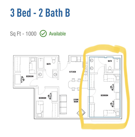 Floor plan - VDCN Shared Double Bed Room/ 1 Bath
