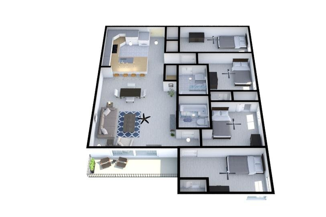 floor plan - 1 Bedroom Available in a 4BR/2BA Condo - Near starbucks for rent! - 1346G Hunters Road