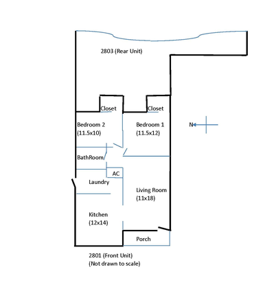 Floorplan sketch - Charming 2/1 Duplex in Coral Gables Area Duplex