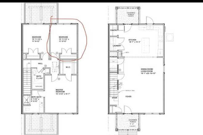 Floorplan with circled room - Jefferson Apartments
