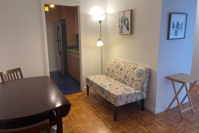 sitting/dining area - Large, bright furnished studio in beautiful Jamaica Plain  neighborhood,  24h security, gym, pool Apartments