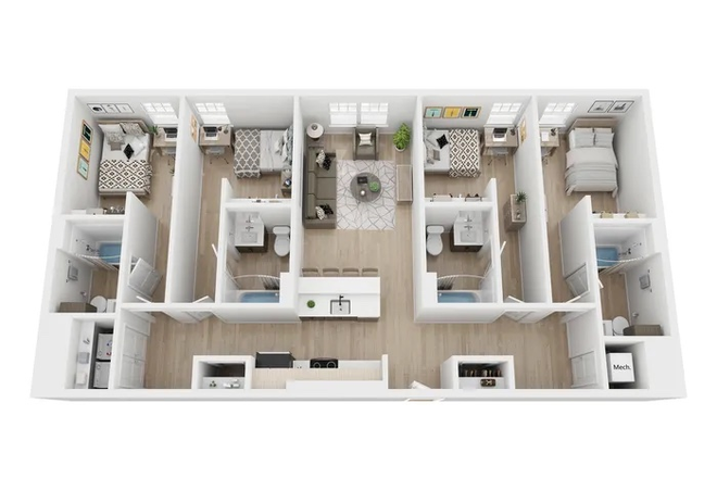 Four bedroom A Layout - Fieldstone Apartments