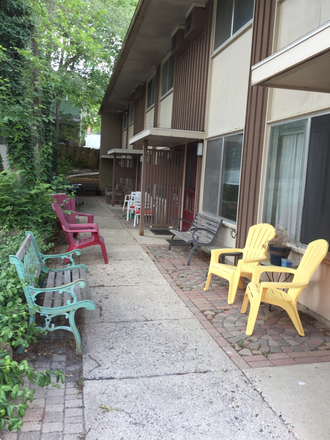 Rear view - Walkway for units 7-12 - Mosley Garden Townhouse (You can grow your own vegetables)