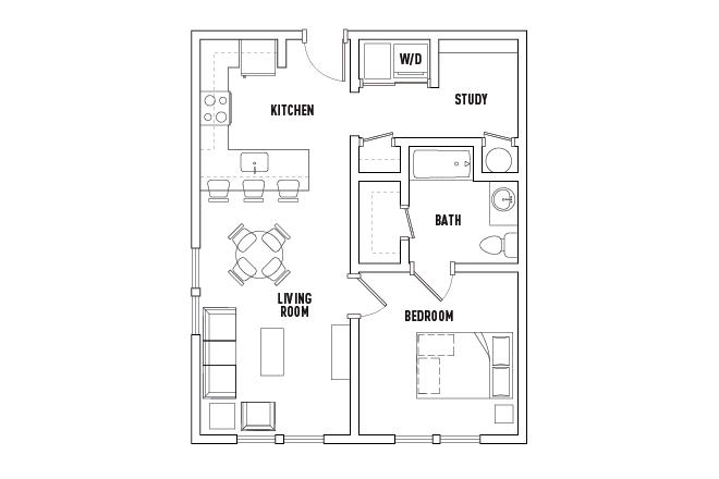 floorplan - 1D model - 1 bedroom 1 bathroom - Relet:1BR apt for PU Faculty/Staff only-Stanworth Lane-Princeton