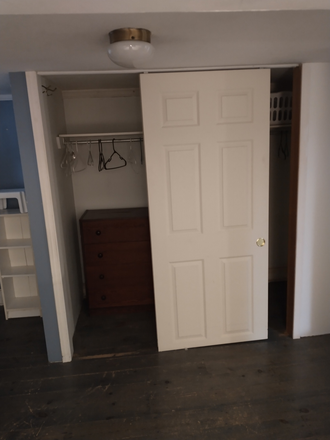 Bedroom double closet - 1 furnished one-bedroom basement apartment with laundry facilities and all utiliti