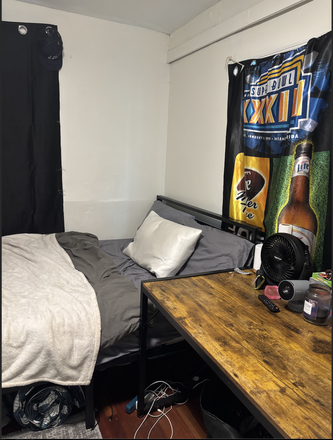 bed, desk projector - Mission Hill Sublet