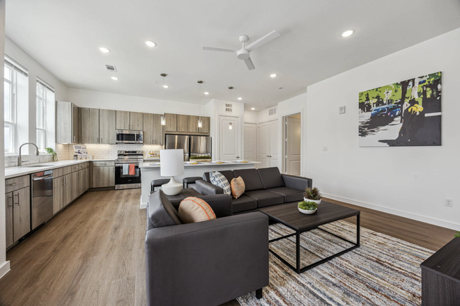 Living room and Kitchen - Nest on Sunset Apartments