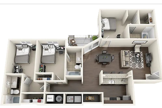 Layout - Balcony and Pool view apartment at University Park