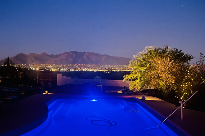 Swimming pool view looking east over Tucson - Serene Desert Guest House