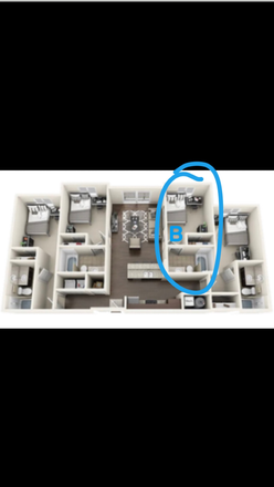 Floor plan - Bedroom B - University Park Female 4 x 4 Sublet Apartments