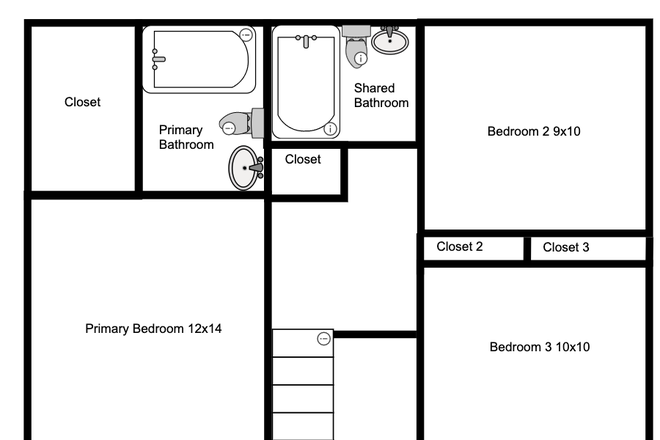 Upper floor layout - Renovated Townhouse close to campus