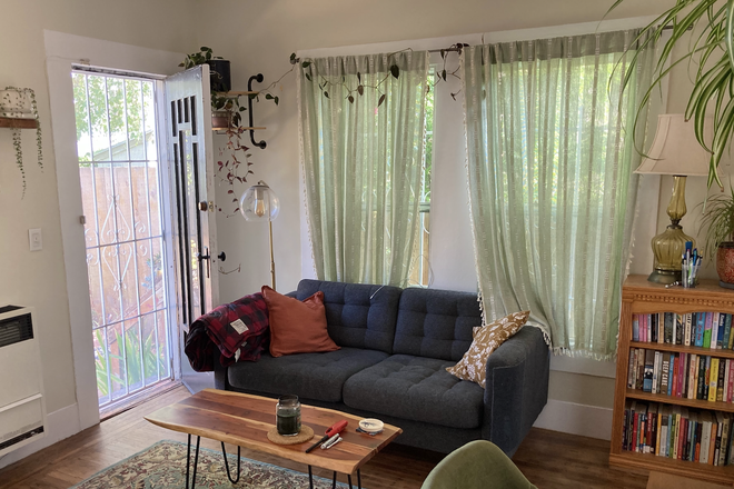 living room - July sublet $1100: Beautiful 1-bedroom apartment on Berkeley-Oakland border, private yard