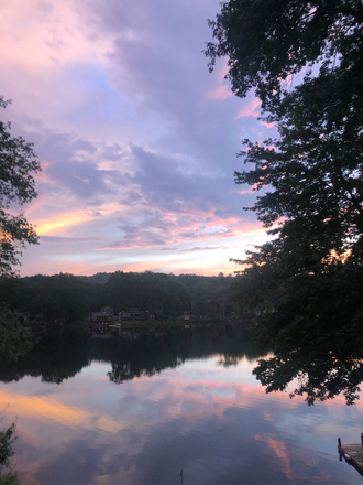 View from deck - Lake house Living - Ashford CT - 1 bedroom - Spring 2026.  Study hard, kayak harder.