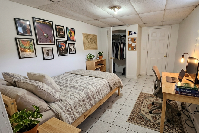 Bedroom - **Lower Level of Living Space 4 Large Rooms and Private Bathroom $1,600***Up to 3 Students to Share House