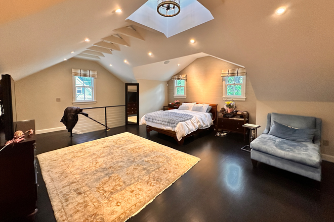 Bedroom, not shown private bathroom.There are also a set of stairs for private entrance. - Housing in Exchange for Childcare in Brookline. Graduate students only please.