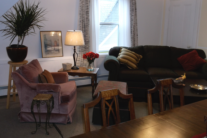 LivingDining Rm, SUNNY south window - 1 room avail now: FURNISHED FREE Laundry IN UNIT, fully EQUIPPED, Free parking