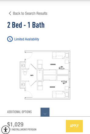 Layout of the unit, one room is for rent. - The Suites Apartments