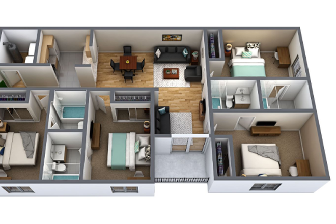 Floor Plan - Knights Circle Male 4x4 Sublet $915/Month Apartments