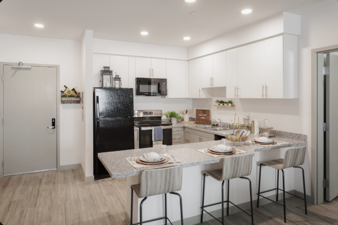 Kitchen - Merced Station Apartments