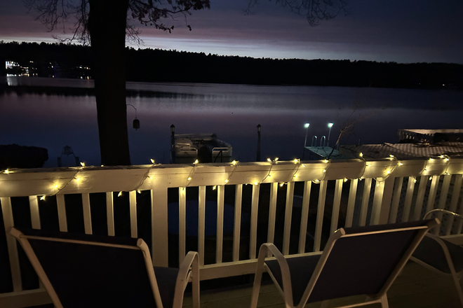 Deck - Lakefront 2 BR Home (sleeps 4-8) September thru May near UMass Lowell / Short Term Vacatio