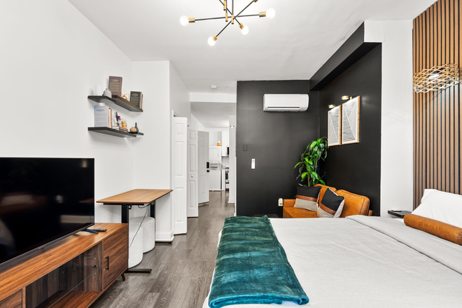 bedroom and desk - Stylist Studio in Bloomingdale Apartments