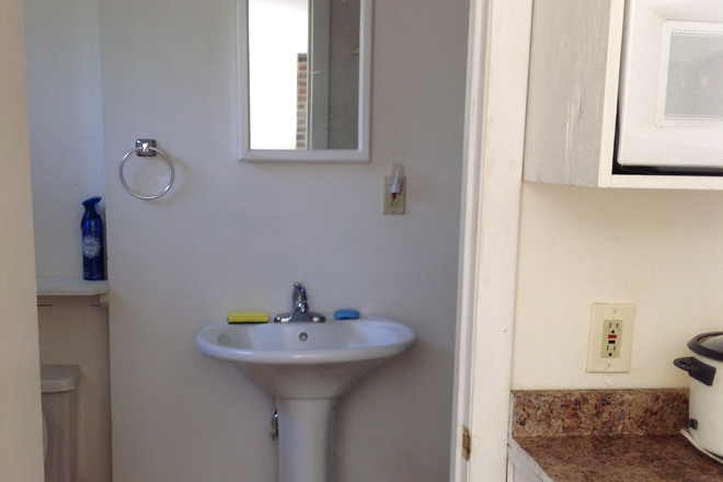 Bath: toilet, sink, shower - One Person Efficiency Apartment, utilities included, 3 miles from campus, prvt entry, off street pkg