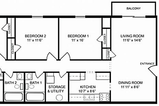 Apartment Layout, - 1711 Apartament 1 Bedroom