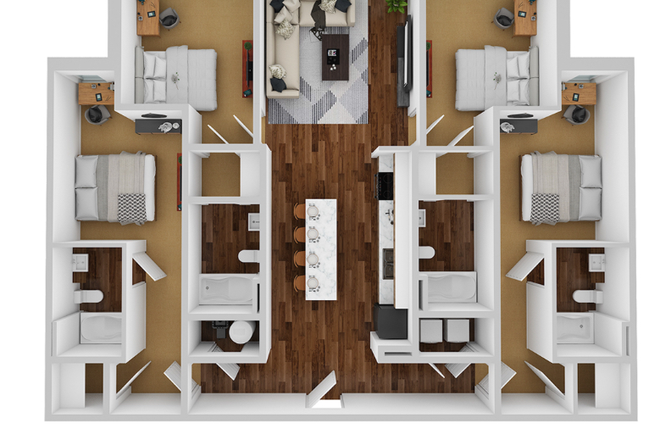 Apartment layout - 4x4 Stanhope Apartment