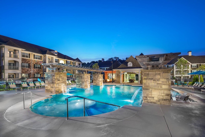 Salt Water Swimming Pool at Night - Green Park Apartments