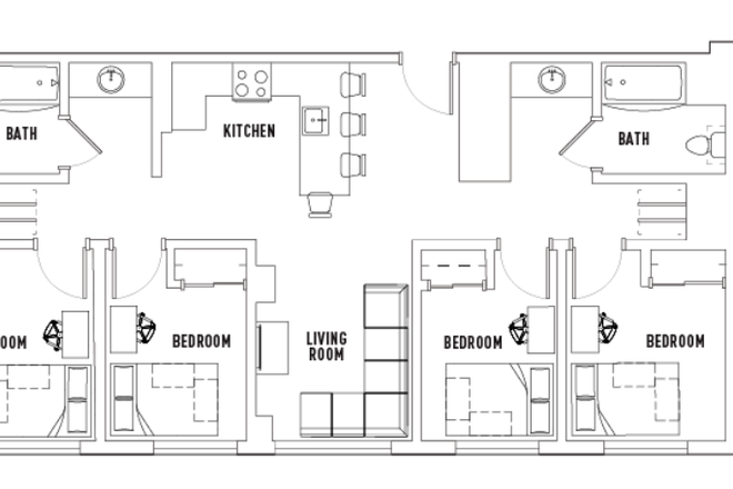 floor plan - Lightview - 1 Room in a 4 bed 2 bath apartment - 2 minute walk to campus