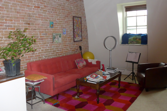 Living Room - Bright sunny loft apartment in Mid-Cambridge Victorian townhouse