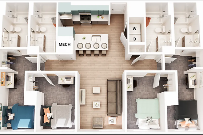 Room on listing is room with bathroom across the hallway - Union on Knox