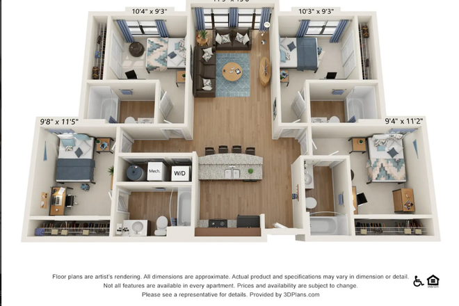 Floorplan. Unit listed is unit C. - The Varsity in College Park Apartments