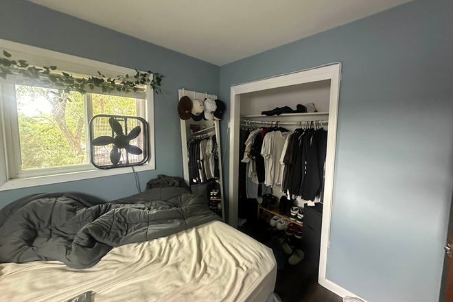 Closet of the room for rent. - Small house close to main and east campuses