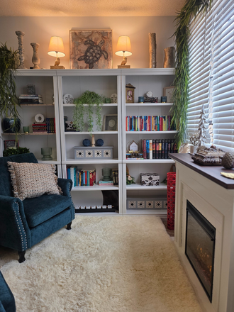 Den with Bookshelves and Books for reading - Boutiques On Keitt Nurses Station Historic District 2 min to Hospital, Providers, Bakeries & more Apartments